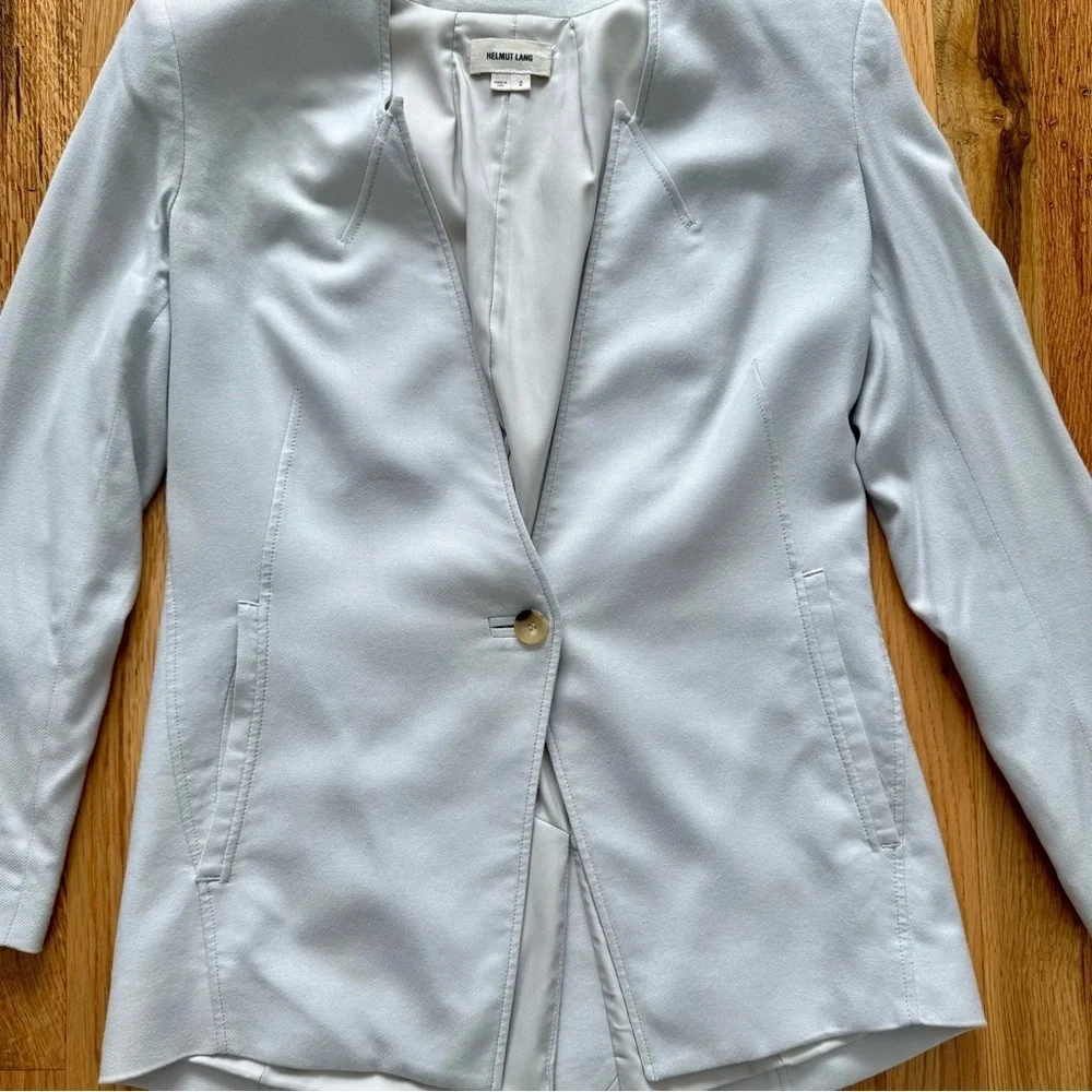 Helmut Lang Light Gray Tailored One-Button Blazer Size 2 – Made in USA
